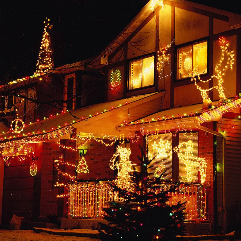 220V 9 Spalvų LED String 10M, 20M 30M 50M 100M Vandeniui LED Kalėdų Eglučių Žiburiai Vestuves Sodo Lauko Dekoro Lempos