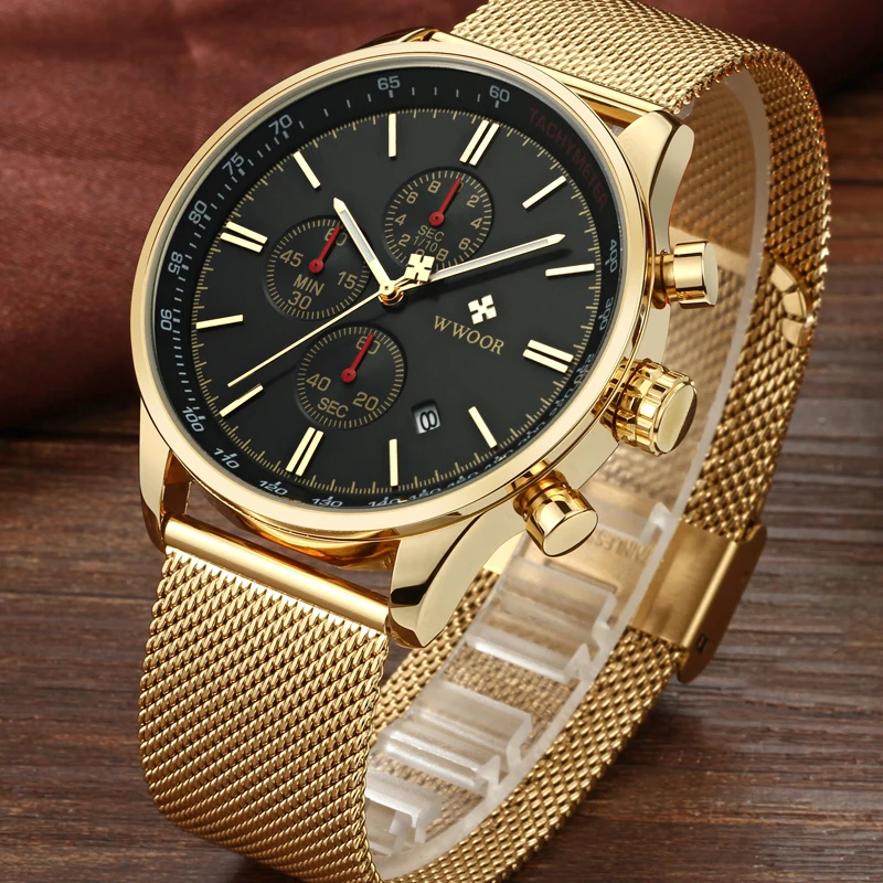 Relogio Masculino 2019 Naujas Aukso Chronograph Laikrodžius Mens Watch Top Brand Prabanga Vandeniui Nerūdijančio Plieno Vyrų Watch Laikrodis