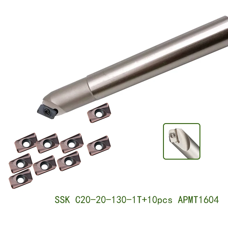 SSK C20 20 130L Karbido Frezavimo cutter latakų 45 ° gręžimo CNC Latakų Pabaigos Mills įrankis peilis +10vnt APMT1604 karbido įterpti