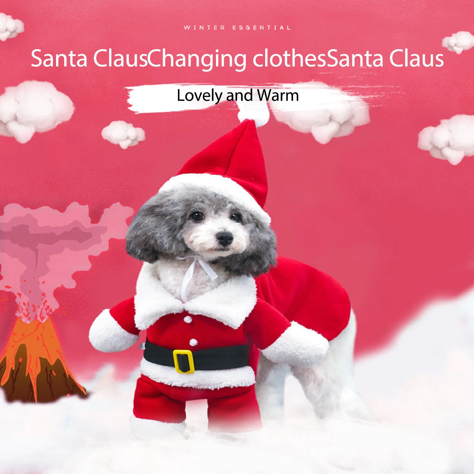 Naujas Šunelis Kalėdų Drabužius Santa Claus Stiliaus Kalėdų Šunų Drabužius Karšto Mados Žiemą Šilta, Šuniukų Drabužiai Su Skrybėlę, Švarko Kailis