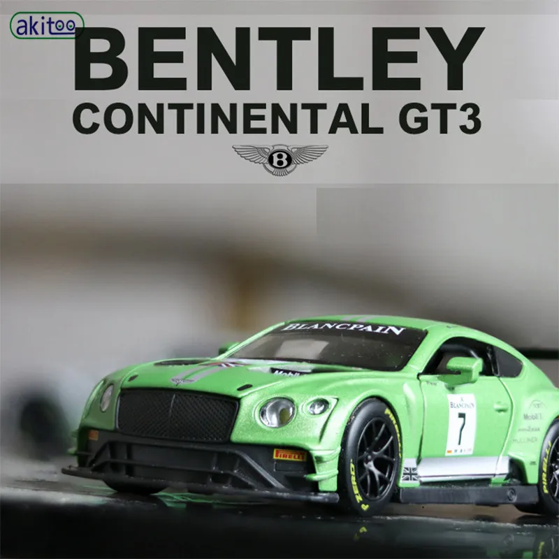 Akitoo Bentley GT3 automobilio modelio automobilių lenktynių super automobilių sporto modeliavimas automobilio modelis 1: 32 garso ir šviesos traukti atgal #2408