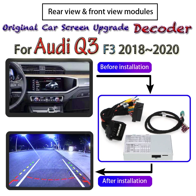 Atbulinės eigos Kamera Dekoderis Audi Q3 F3 2018 2019 2020 MMI Sąsaja Originalių Automobilių Ekranas Atnaujinti Modelį Adpter Galiniai Atsarginę Kamerą