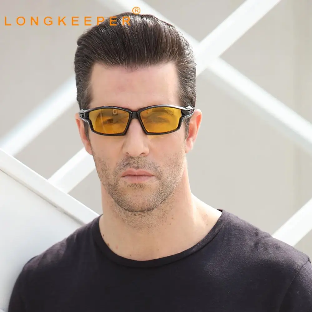 LongKeeper Naktinio Matymo Akiniai Nuo Saulės Vyrams Klasikiniai Poliarizuoti Saulės Akiniai Anti-Glare Geltona Lęšio Akiniai Vairuotojo Akiniai Oculos Gafas