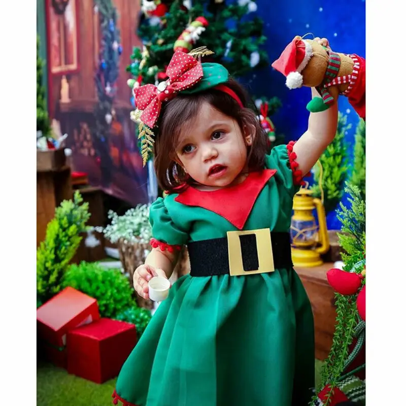 Emmababy Bamblys Baby Girl Vaikas Kalėdų Drabužius Suknelė+Diržas Kalėdos Kutas Kratinys Šalies Viršuje Vasaros Princesė Dress Kostiumai