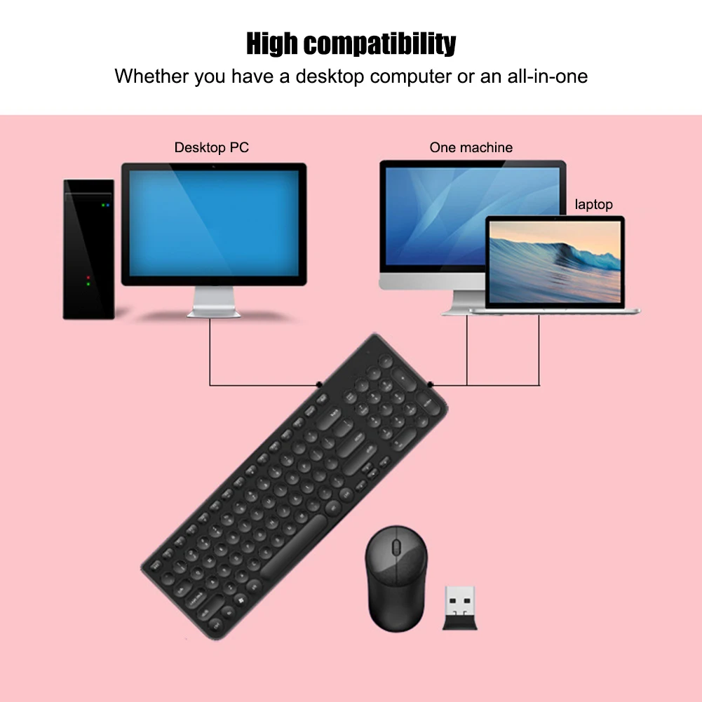 2.4 G 1Mbps Klaviatūrą, Pelę Nustatyti Silent Wireless PC Gamer Žaidimų Klaviatūra Ir Pelė Combo Sąsiuvinis Nešiojamojo 