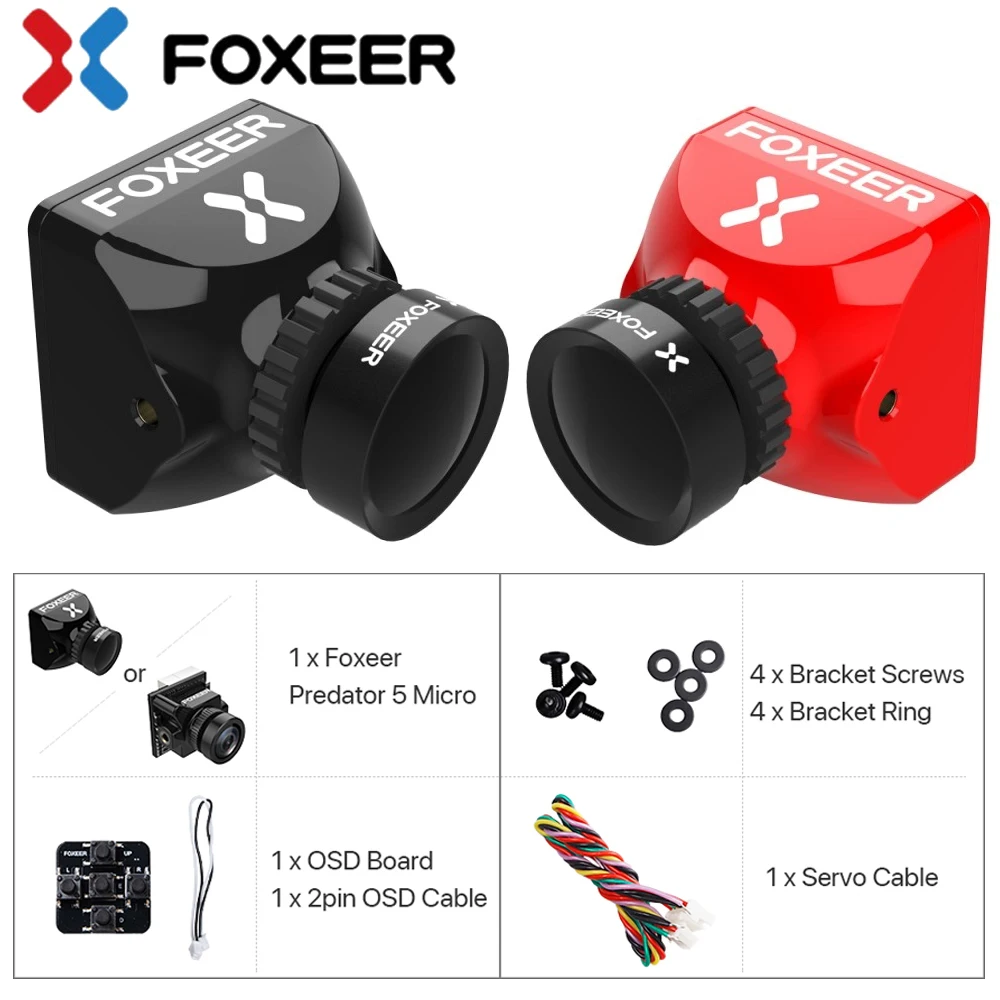 Foxeer Predator V5 Micro M8 Kameros 16:9/4:3 PAL/NTSC Perjungiamos 1,7 mm Objektyvas 4ms Latency Super WDR FPV Kamera FPV RC Drone