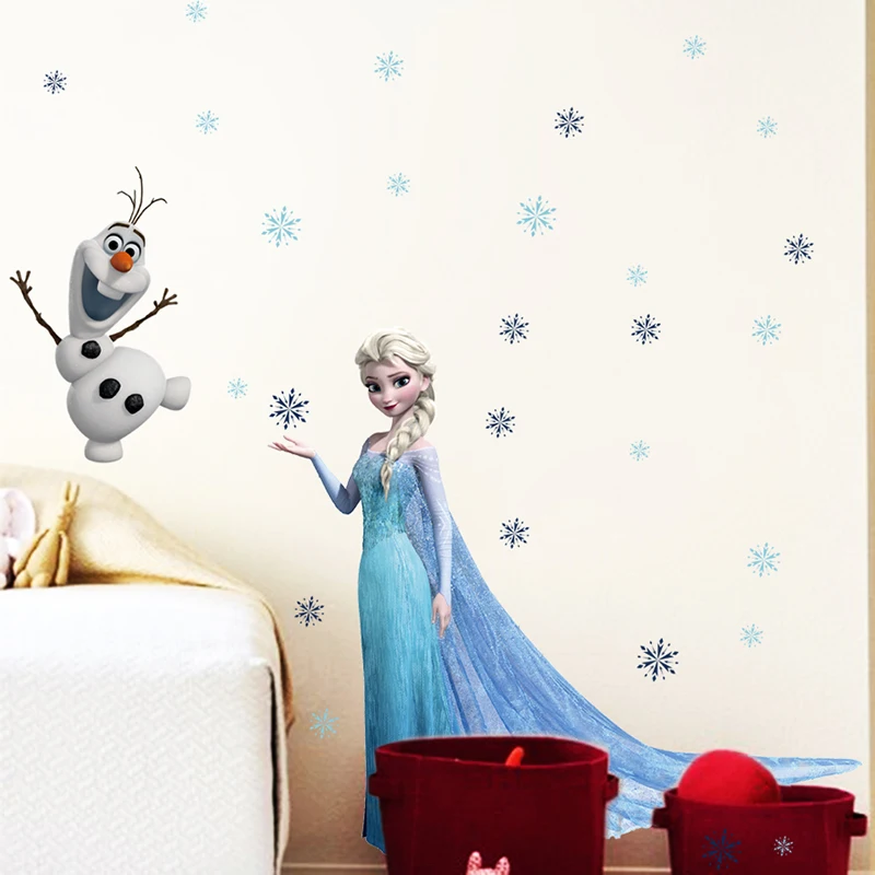 Disney Olaf Elsa Karalienė Snaigės Užšaldyti Sienų Lipdukai Vaikų Kambario Dekoracija Animacinių Filmų Namų Lipdukai Anime Freskos Meninis Filmo Plakatas