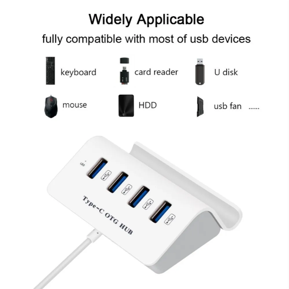 CHYI USB OTG Hub Multi Usb 3.0 Port Usb 2.0 Micro 4 In 1 Combo Usb2.0 Gyv Splitter PC Aksesuaras Su Laikikliu Indikatoriaus Telefono