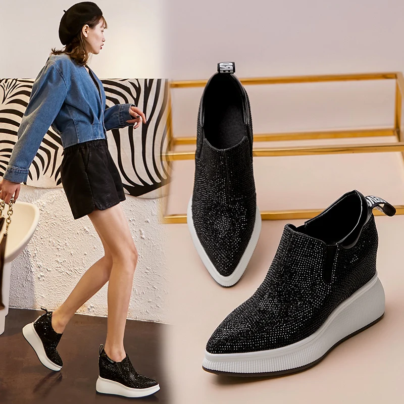 Zapatos mujer naują pavasario butas platforminiai batai moterims mokasīni, natūralios odos Storio apačioje sportbačiai moteriški laisvalaikio bateliai