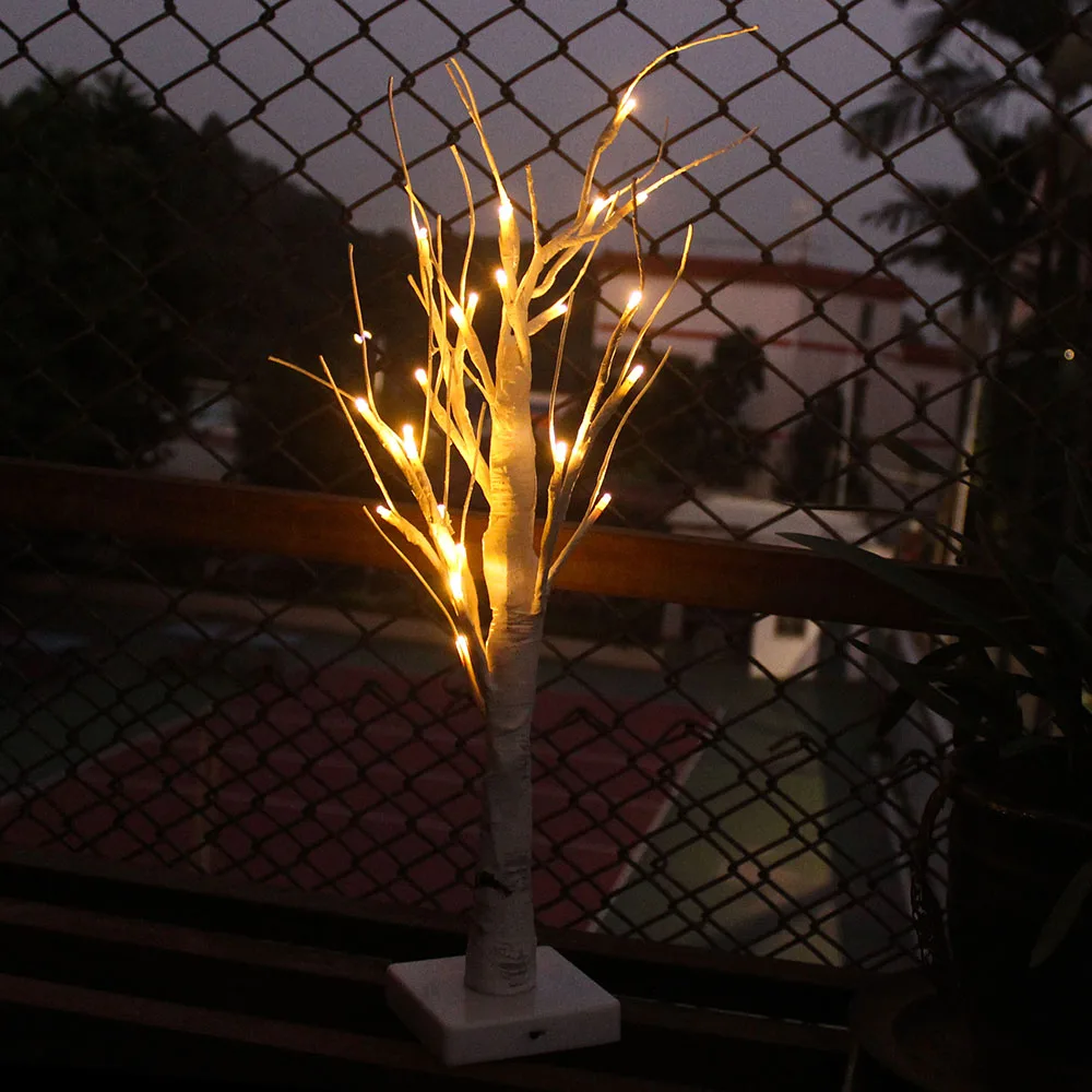 Su baterijomis, 45cm 60cm LED Balto Beržo Medžio naktį Šviesos Stalo šviesaus Kalėdų Vestuvių Miegamasis Dekoratyvinių Medžių Šakas Lempos