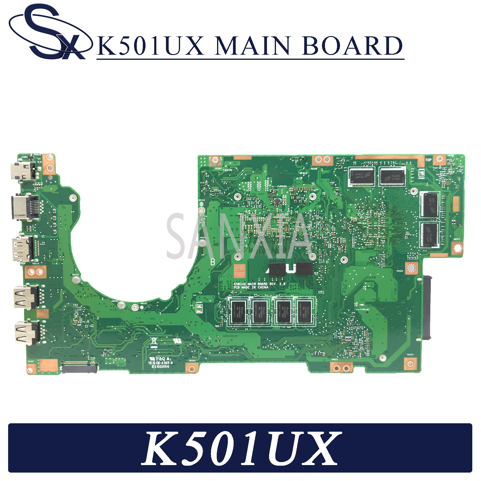 KEFU K501UX Nešiojamojo kompiuterio motininė plokštė, skirta ASUS K501UX K501UB originalus mainboard 8GB DDR3/4GB RAM（Išsiųstas atsitiktinai） I7-6500U GTX950M EDP
