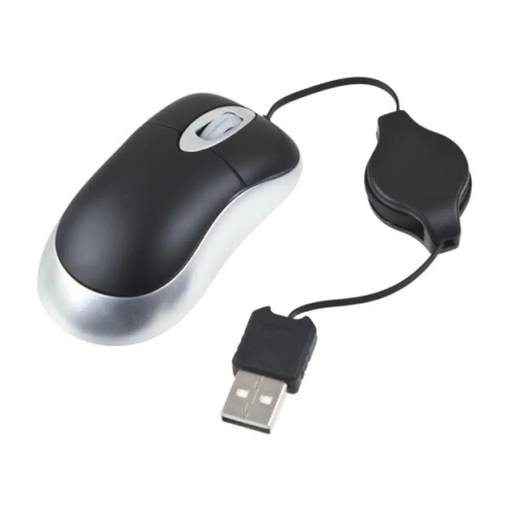 Mini Ištraukiama USB Optinė Ratuku black Pelė KOMPIUTERIUI Laptopo Noteboo?k ZT