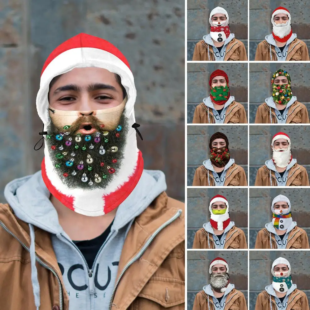 3-in-1 Vėjo su Gobtuvu Kalėdų veidui Žiemos, Santa Claus Veidą Padengti Terminio Vilnos Skalbti Gobtuvu Dviračių Veido Kaukė