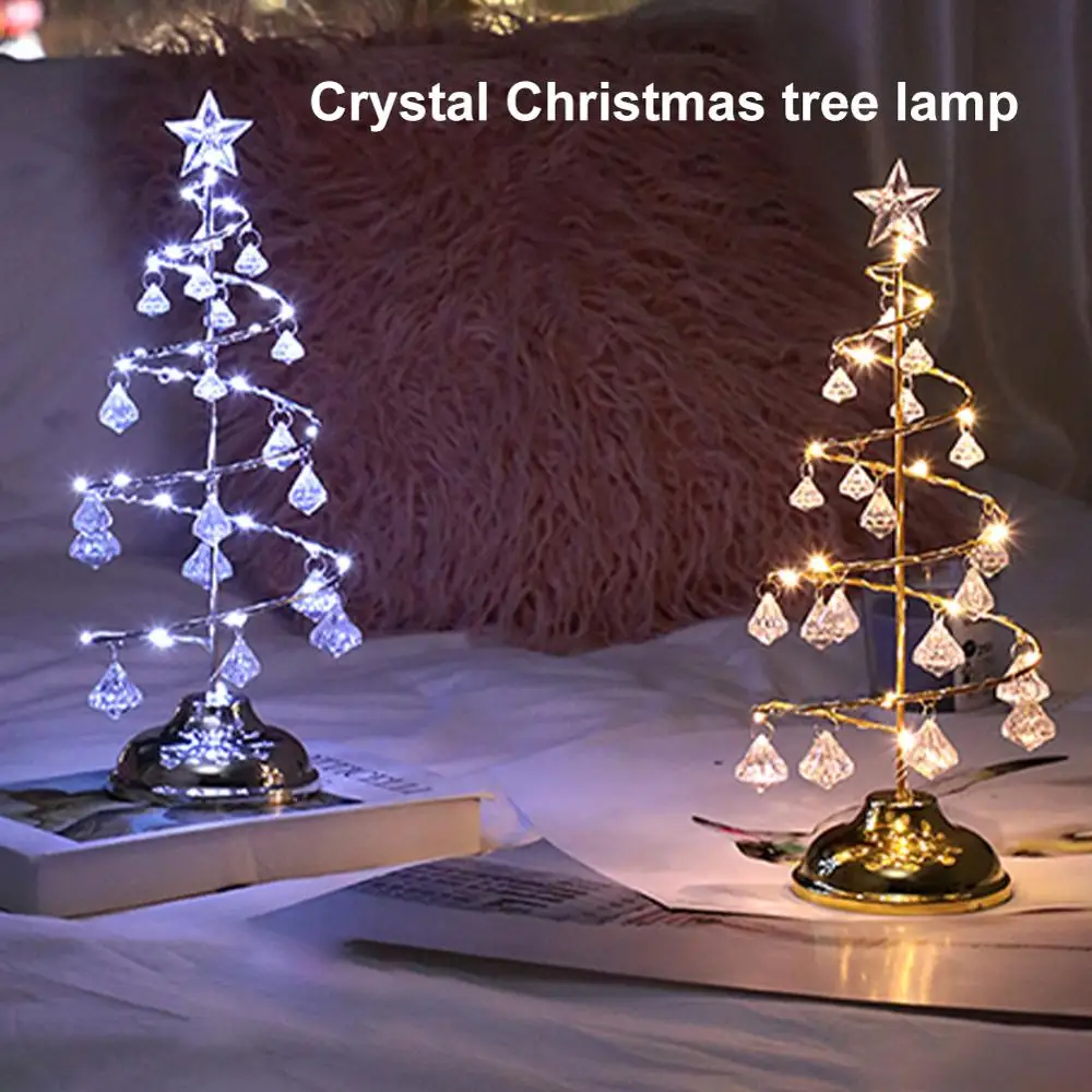 LED Kalėdų Eglutė Stalo Lempa Šiuolaikinės Kristalų Stalo Dekoras, Šviesos, Miegamojo Kambarį Kalėdų Dovanų Stalo Žibintai, Baterija