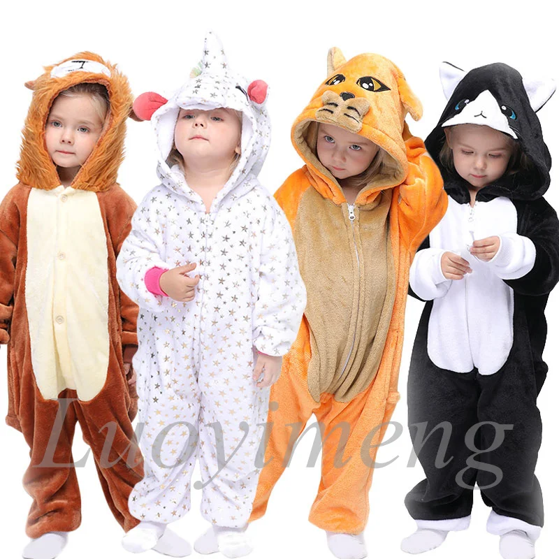 Žiemos Flanelė Berniukų, Mergaičių Naktiniai Marškiniai, Pižamos Vaikams Onesie Vaikai Vienaragis Kigurumi Sleepwear Triušiai Panda Licorne Pižamos Vaikams, Kūdikių Pijamas