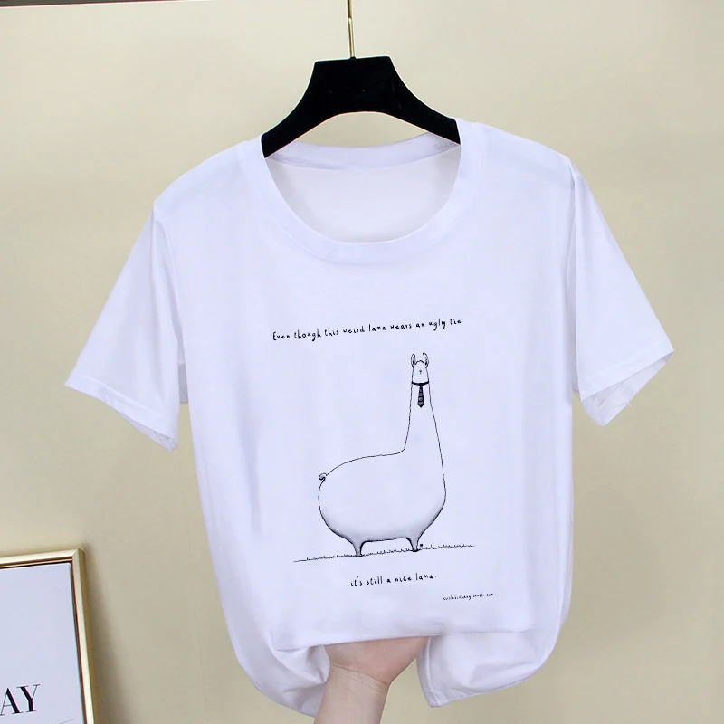 Plonas Skirsnio marškinėliai Moterims kawaii gyvūnų Spausdinti Naujas Vasaros Marškinėlius Viršūnes Moterų Drabužių Harajuku White T-shirt Femme Trumpas Rankovės