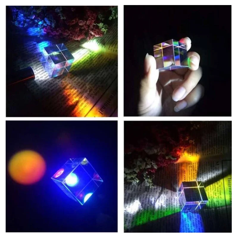 Optinio Stiklo Kubeliai Prizmę RGB Sklaidos Prizmę Fizikos Šviesos Spektro Švietimo Modelį, Lauko Fotografijos Prop FP8