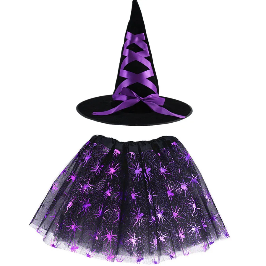 Helovinas Fancy Dress Ragana Cosplay Kostiumai Vaikams, Vaikams Wizard Hat Kostiumas Mergaitėms Ragana Sijonas Šalis Atostogų Apdaila