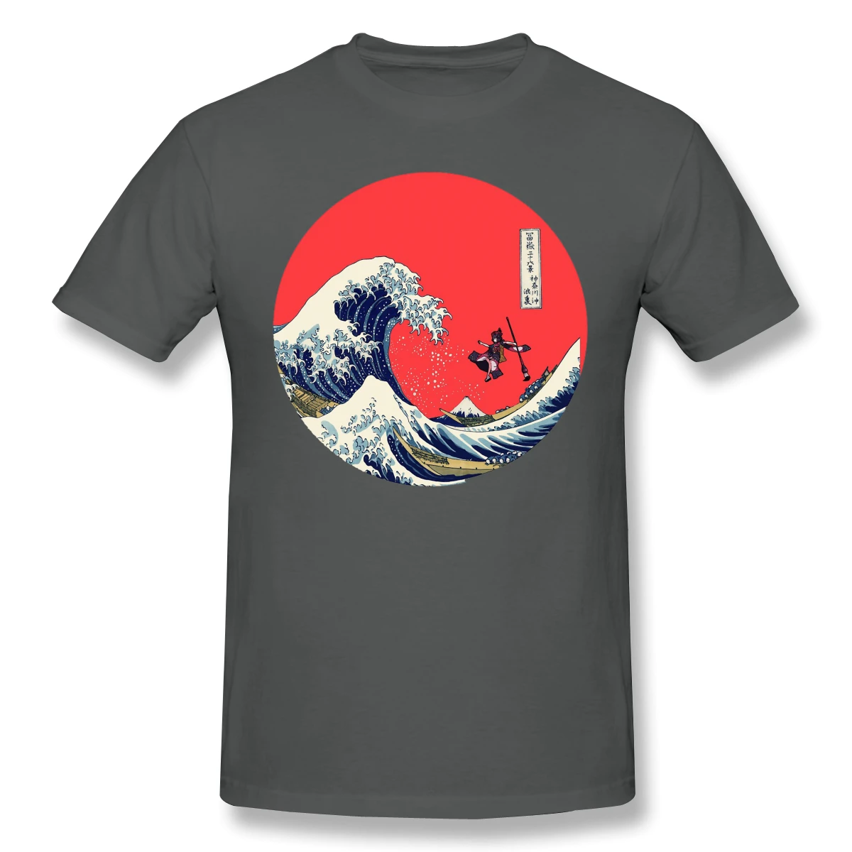 Kanagawa Hokusai black Marškinėliai likimas Grand Kad vyrai T-Shirt Tees Grynas Trumpas Rankovės