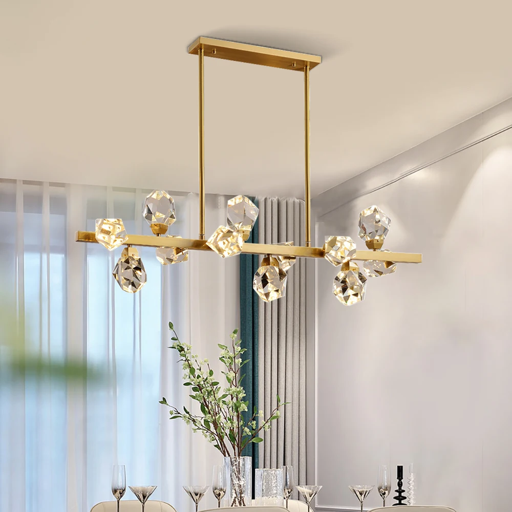 YOOGEE Aukso Šviestuvais, Modernios LED Šviestuvo Kristalinis stačiakampis Žalvario Virtuvėje Kabo Lempa Patalpų Apšvietimas золотая люстра