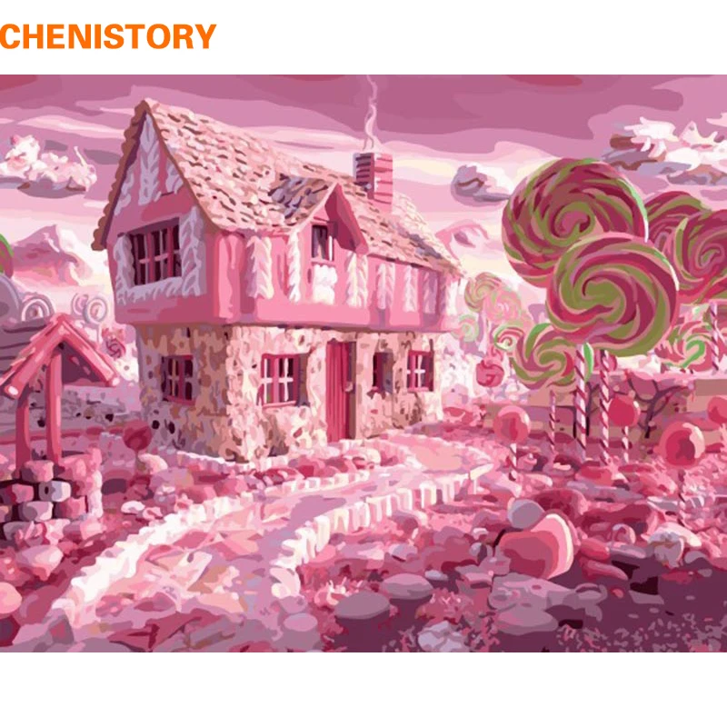 CHENISTORY Frameless Pink House 