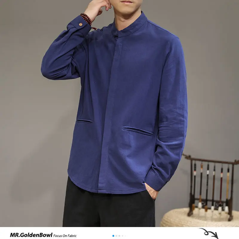 MrGoldenBowl vyriški Marškiniai 2020 M. Rudenį Harajuku Vyrų Atsitiktinis ilgomis Rankovėmis Marškinėliai Topai Japonijos Streetwear Vyrų Negabaritinių Palaidinė