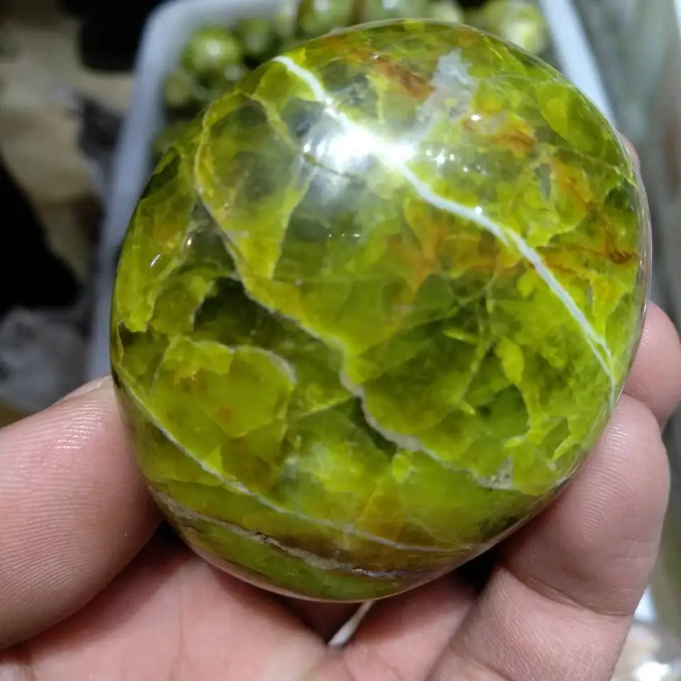 1PCS Gamtos Green Opal Palmių Akmens Kristalų Poliruoti Pavyzdys Madagaskaras