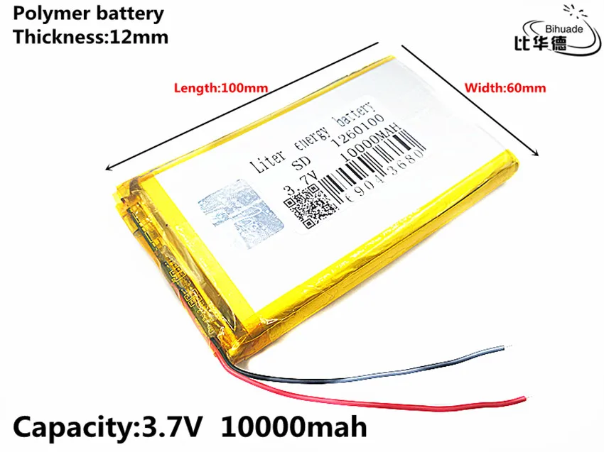 Geras Qulity 3.7 V,10000mAH 1260100 Polimeras ličio jonų / Li-ion baterija tablet pc BANKAS,GPS,mp3,mp4