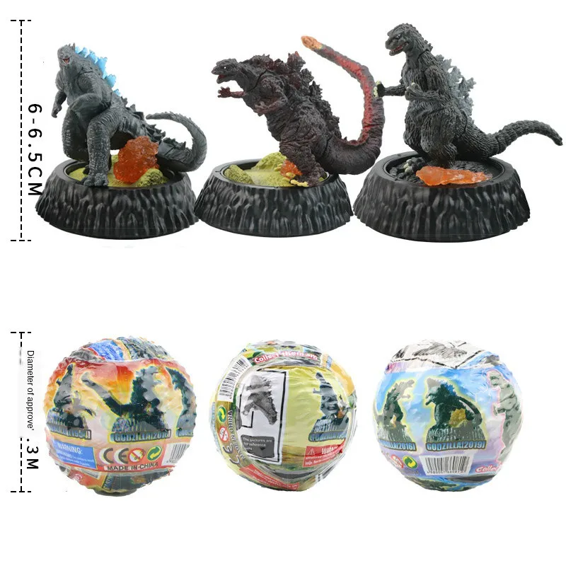 3pcs/set Godzilla Shokugan Godzilla Gashapon Gyvūnų Dinozaurų Monstras Deformacijos Dinozaurų Anime Veiksmų Skaičius, Modelis Žaislas Vaikams