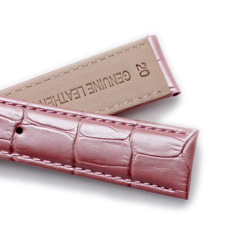 Natūralios Odos Dirželis Žiūrėti Pink Watchband Apyrankę Drugelis Sagtis Moterų Ponios Žiūrėti 22mm 20mm 16mm 18mm kaip 14mm 12mm