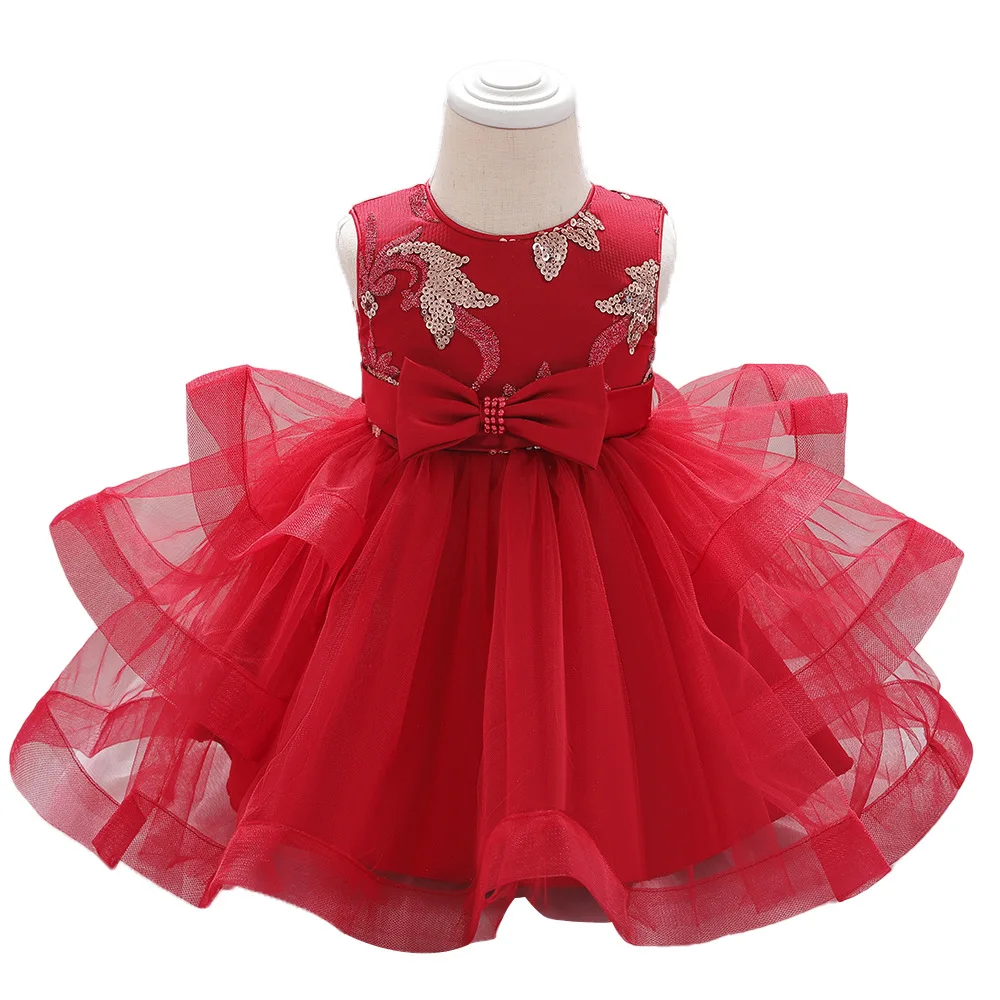 Naujas Siuvinėjimo Baby Girl Dress Vaikai pilnatis Gimtadienio Suknelės 3-24 Mėnesių Aukštos kokybės Krikšto Rūbai Vaikams