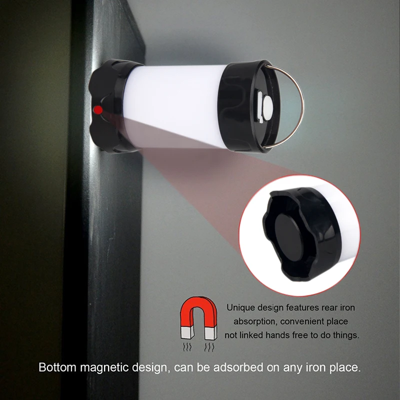 5 Režimas USB Įkrovimo Mini Nešiojamų Žibintų Magnetas Nešiojamų Lauko LED Kempingo Žibintas Žibintuvėlis atsparus Vandeniui Balta Raudona Šviesa