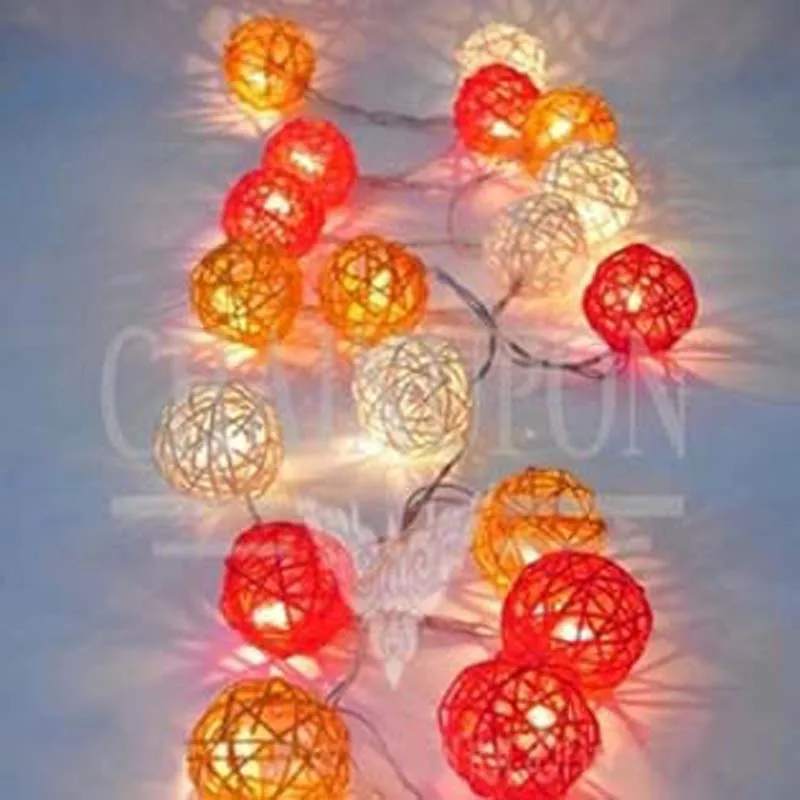 5m 20 Rotango Kamuolius LED String Žiburiai Kalėdų Girliandas Šviesos AC Kištukas Lauko Atostogų String Pasakų Žibintai Guirlande gerlyanda