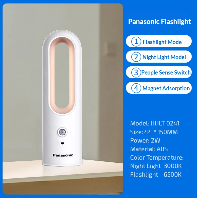 Panasonic Mini LED Žibintuvėlis Jutiklis Kempingas Šviesos USB Įkrovimo Magnetinio Adsorbcijos Naktį Šviesos