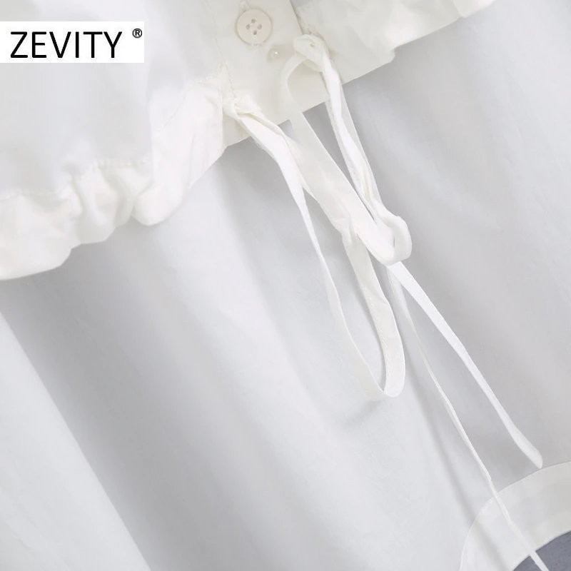 ZEVITY Naujas moterų mados balta spalva atsitiktinis palaidų gobtuvu palaidinė marškinėliai moterims pleistras kišenėje raišteliu prašmatnus femininas viršūnes LS7098