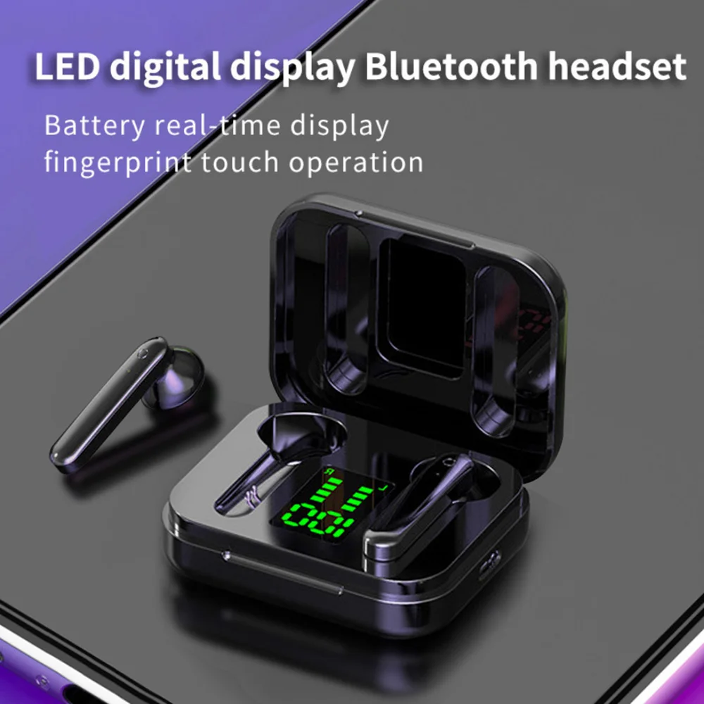 Bluetooth V5.0 Ausinės Belaidės Ausinės Su Mikrofonu Sporto Vandeniui Ausines LED Ekranas Įkraunama Dėžutė, Skirta 