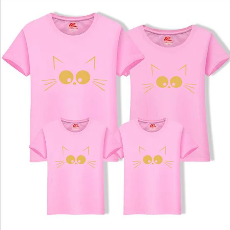 Vasaros Atitikimo Motinos Dukra Drabužiai Atitinkančių Cute Kačių Spausdinti Šeimos Atrodyti Šeimos Atitikimo Tėvų-vaikų Apranga Mamytė T-shirts