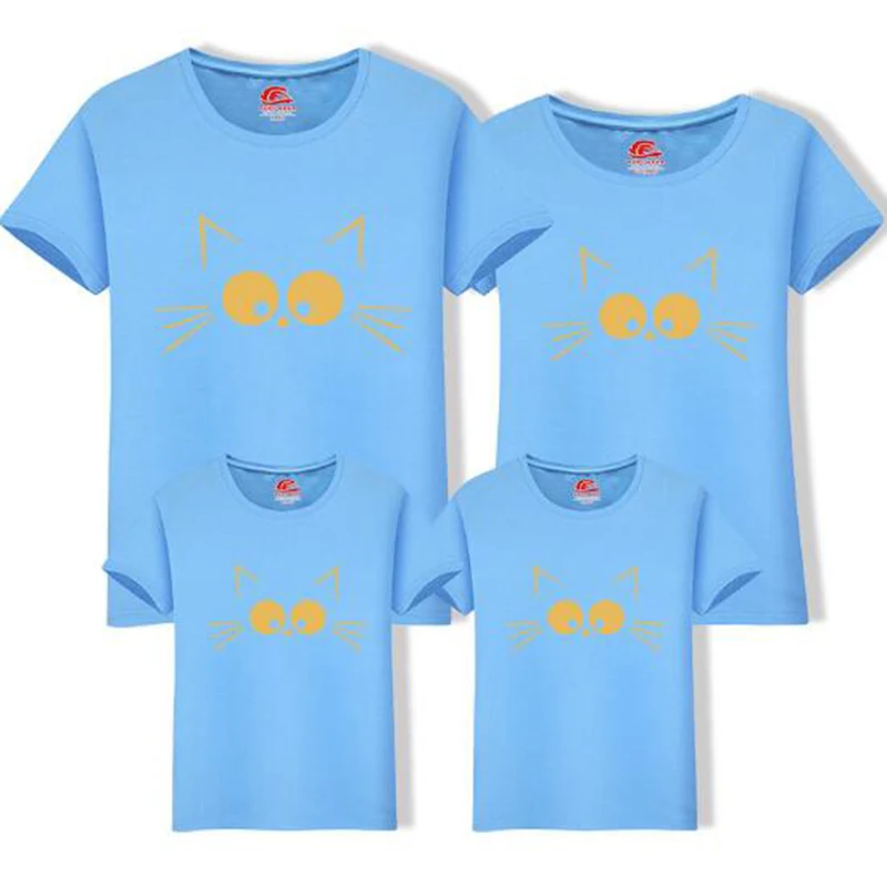 Vasaros Atitikimo Motinos Dukra Drabužiai Atitinkančių Cute Kačių Spausdinti Šeimos Atrodyti Šeimos Atitikimo Tėvų-vaikų Apranga Mamytė T-shirts