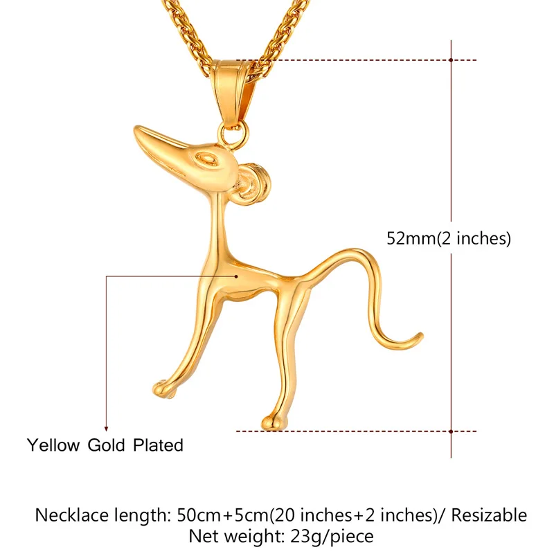 Collare Pharaoh Hound Dog Pakabukas Aukso Spalvos Gyvūnų Papuošalai Iš Nerūdijančio Plieno Egipto Pilka Skalikas Anime Karoliai Moterys Vyrai P012