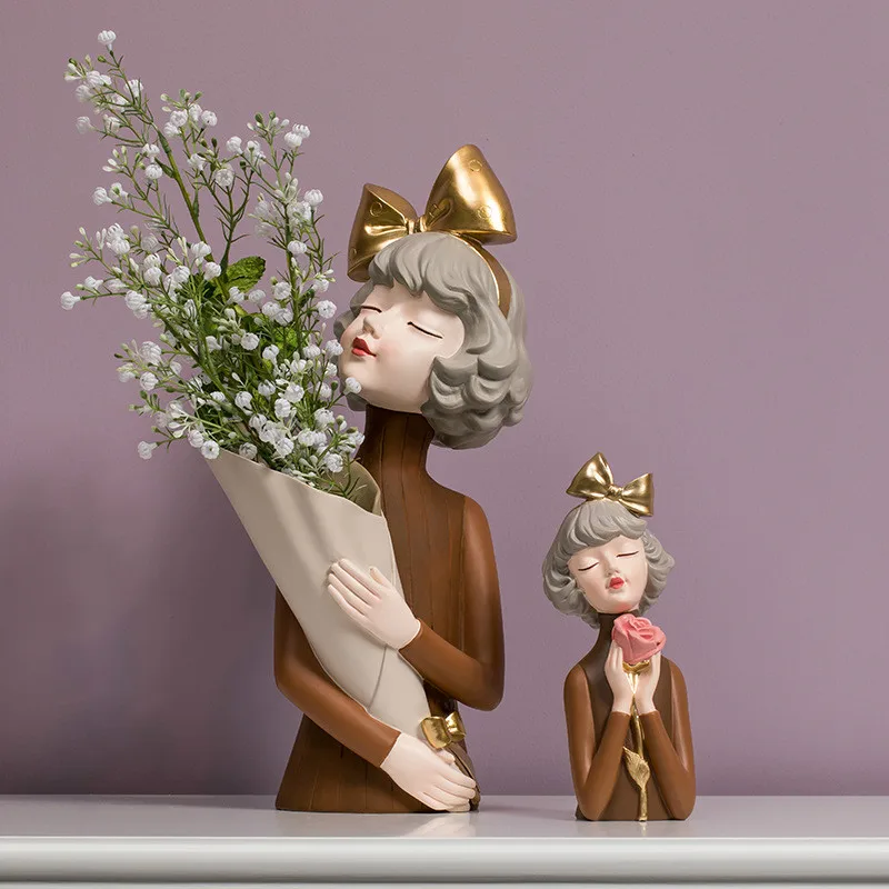 Graži Rožė, Mergina, Statula, Skulptūra Šiuolaikinio Namų Dekoro priedai Kūrybos Darbalaukio Ornamentu Miegamojo Kambarį apdaila