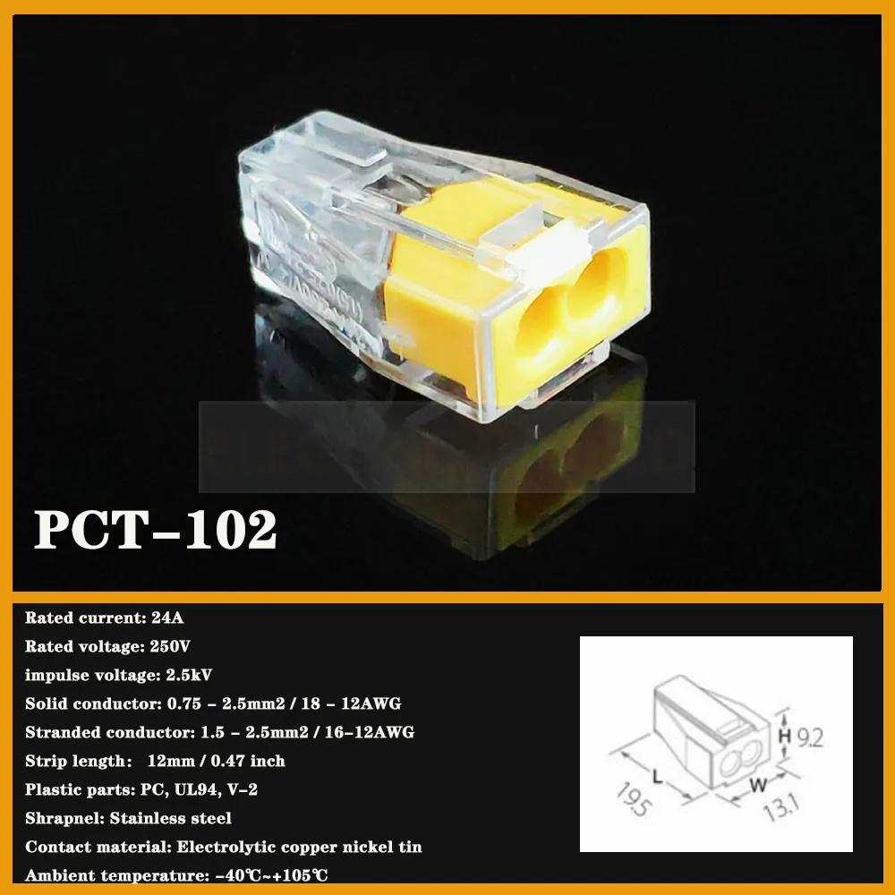 Vielos jungtis PCT-602 604 102 104 pastato laido gnybtų bloko jungtis 2Pins 4Pins kabelio jungtis 0.75-4.0mm2 švino vielos saitą