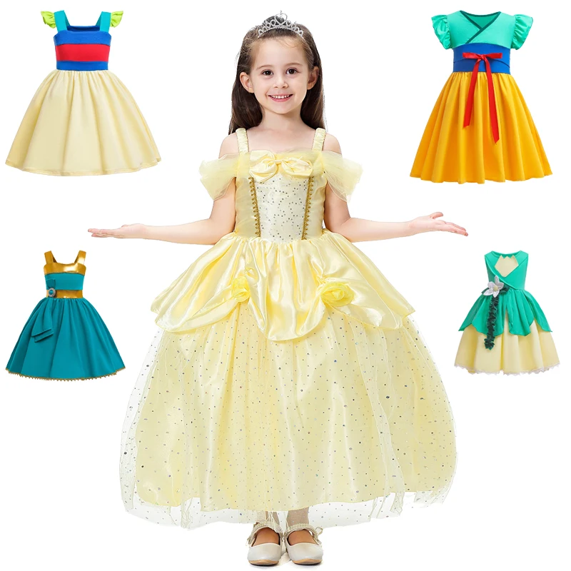 2021 Mergaitės Gražuolė Princesė Vaikų Sniego Baltumo Suknelė Vienaragis, Vaikams, Suknelės Mergina Gimtadienio Huamulan Suknelė