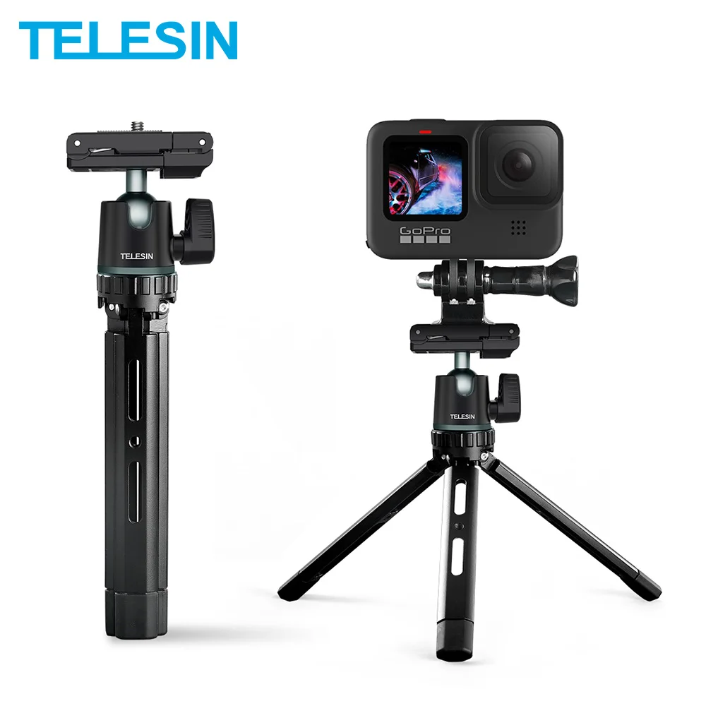 TELESIN Aliuminio Trikojis Su Šaltu Batų Telefono Įrašą Nešiojamų Selfie Stick Veiksmų Fotoaparatas 