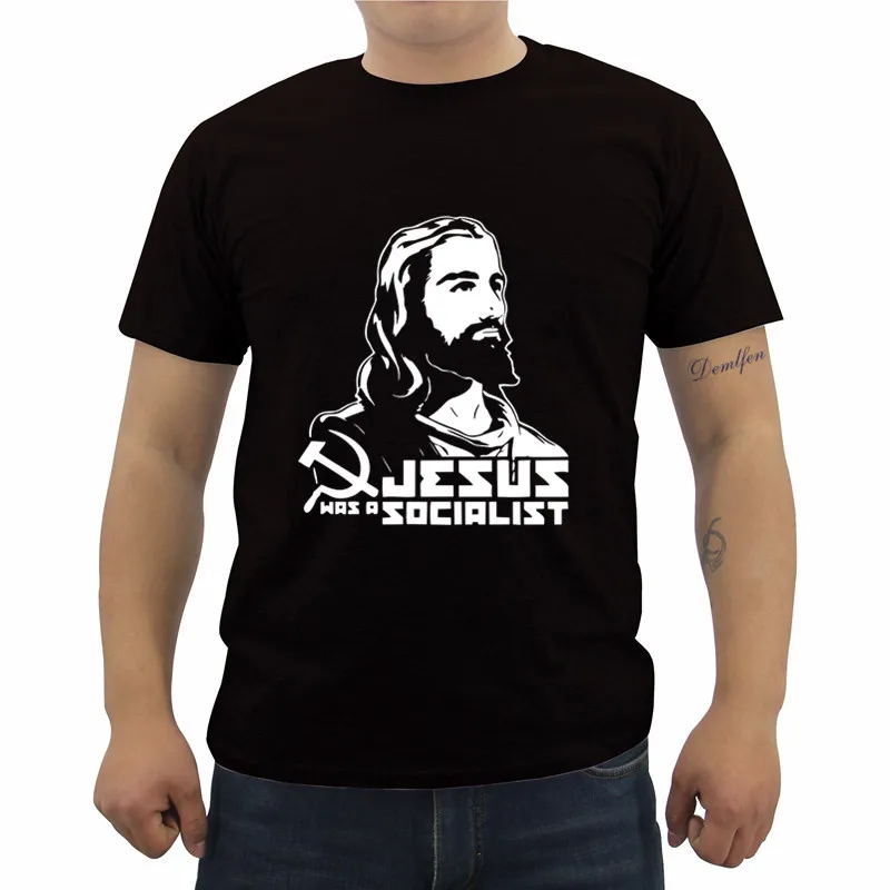 Naujas Mados Atsitiktinis Vyrų T-shirt Jėzus Buvo Socialistas Kristus Dievo Krikščionių Juokingi Marškinėliai Vyrų Trumpas Rankovės Marškinėliai Tees Viršų