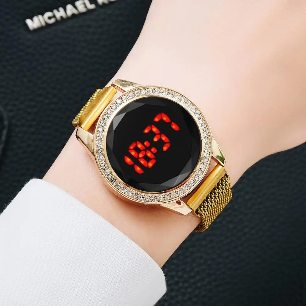 2020 LED Rose Gold Magnetas Kvarco Elektroninių Moterų Žiūrėti Mados Skaitmeninis Moterų Laikrodžiai, Prabangūs Ponios Laukiniai Laikrodžiai Dovanų Reloj