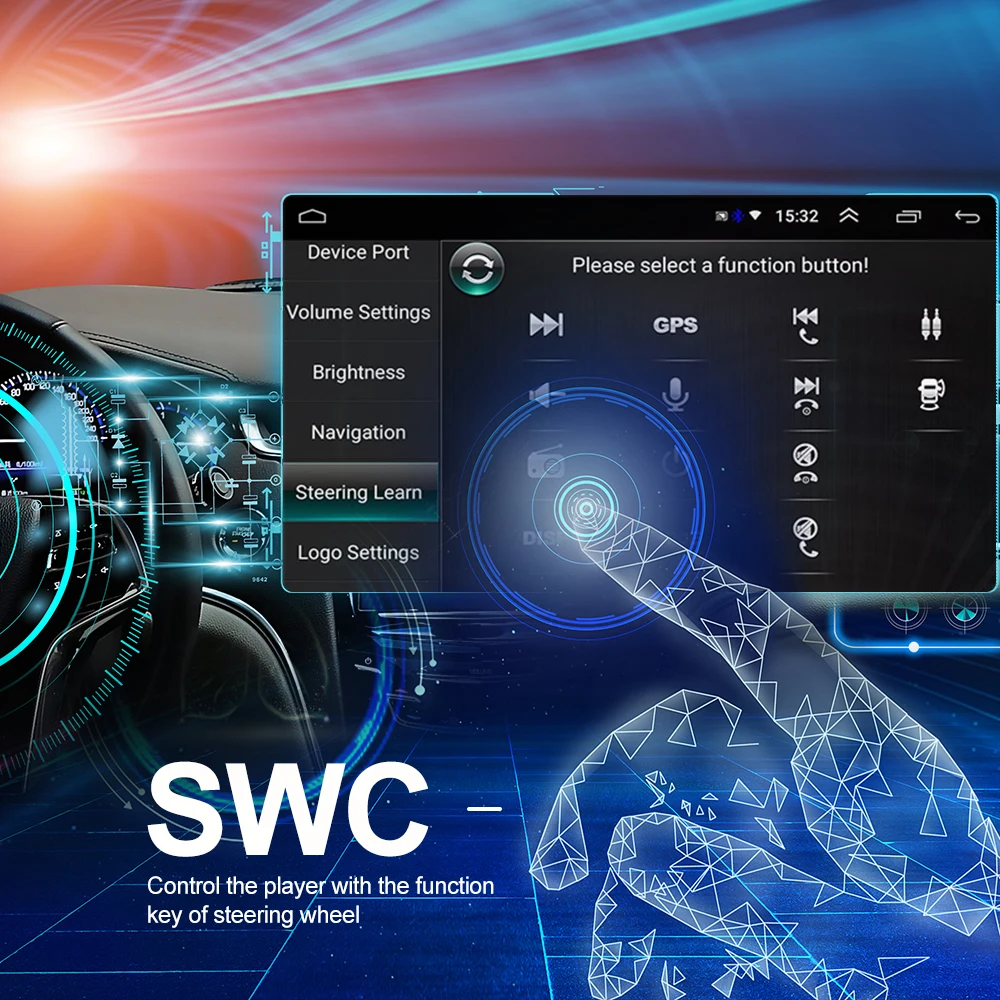 Podofo 1Din Android 10.1 Automobilio Radijo Autoradio 7