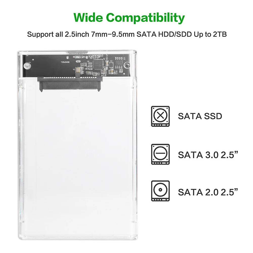 Skaidraus Plastiko 2.5 colių HDD SSD Atveju Talpyklos SATA III USB 3.0 Kietojo disko Disko Gaubto Langelį