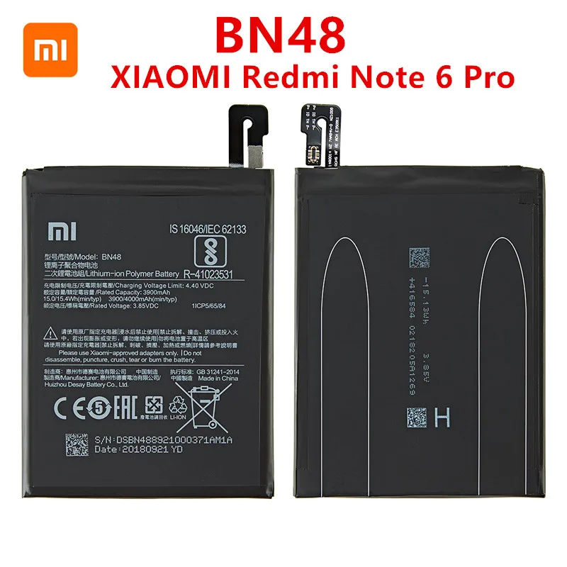 Originalus BN48 baterija 4000mAh Už Xiaomi redmi 6 Pastaba Pro Aukštos Kokybės BN48 Baterija