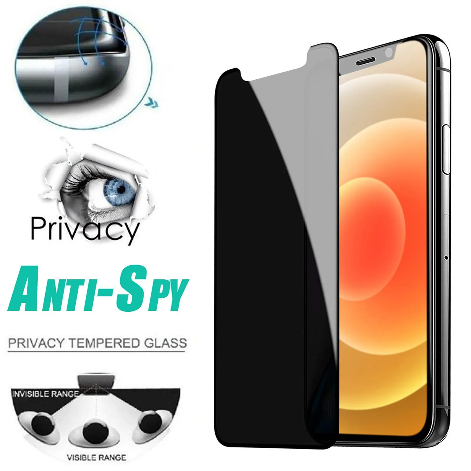 2 Vnt Geriausias Privatumo Grūdintas Stiklas Iphone 12 Pro Max Mini Anti Spy Screen Protector, Aukštos Raiškos Raštas Lenktas