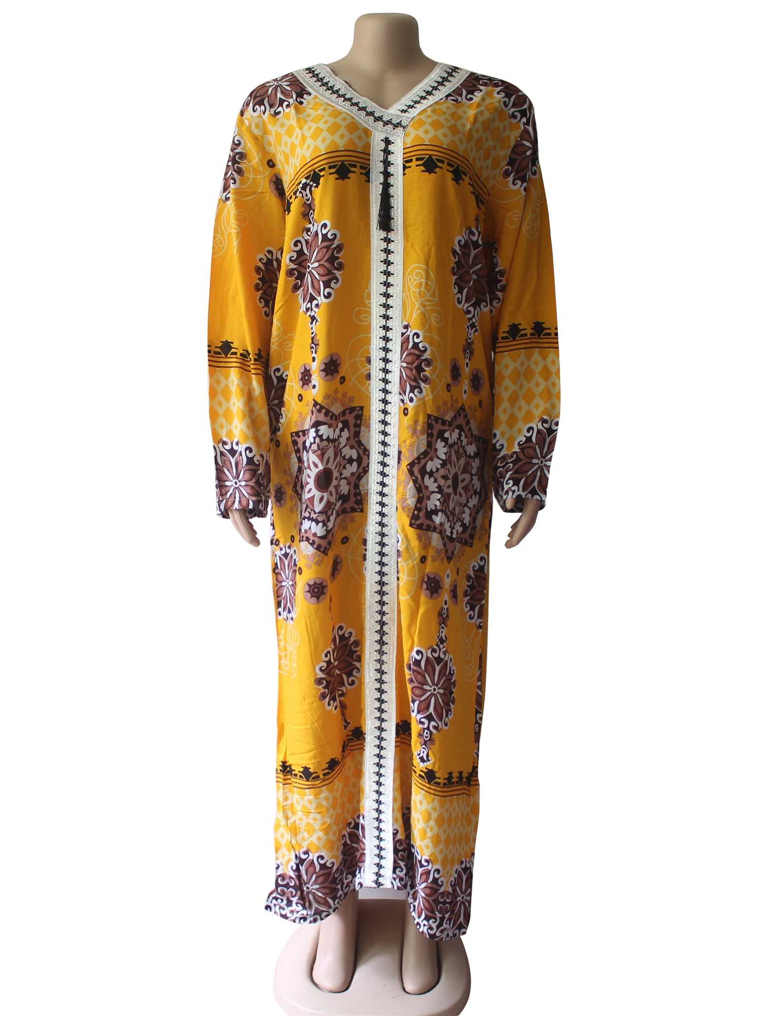 XXL Suknelė Tendencija 2019 Afrikos Suknelės Moterų Mados Long Sleeve V-kaklo Dashiki Kutas Plus Size Vestidos Largos Plius